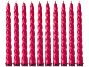 Набор свечей из 10 шт. лакированный красный высота=23 см. Adpal (348-644)