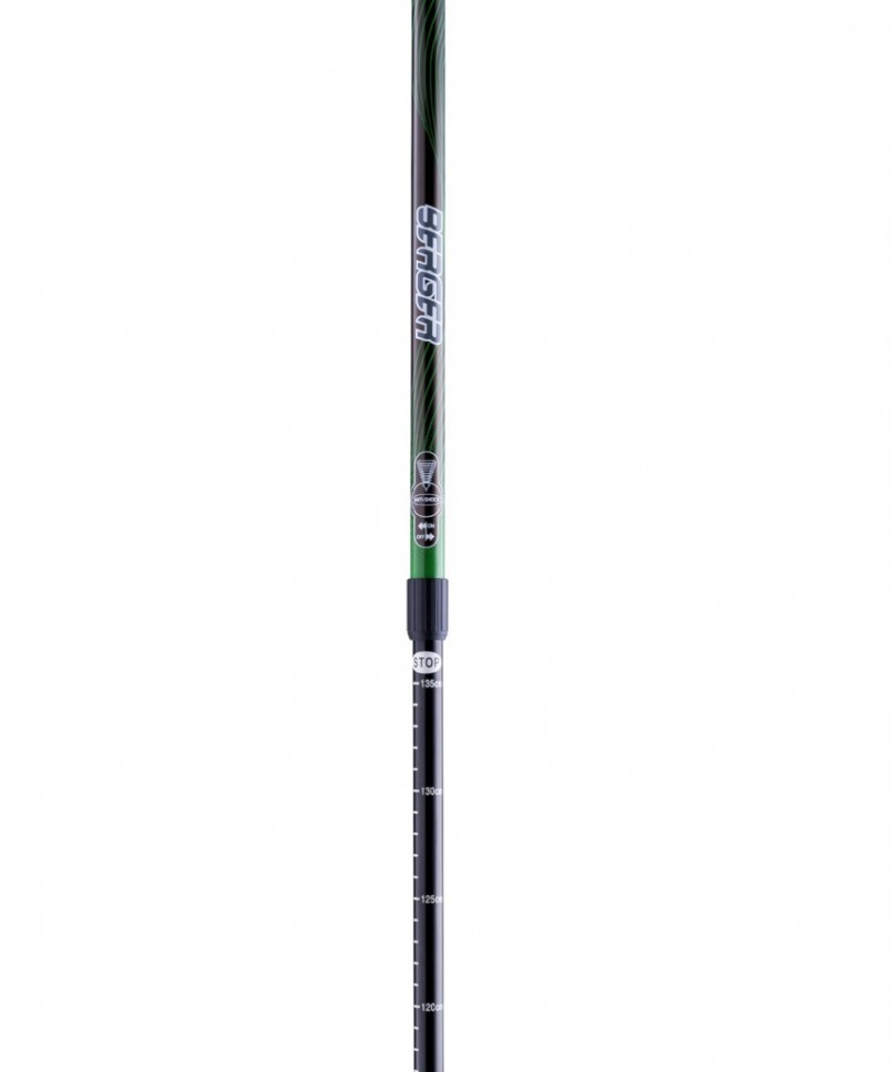 Палки для скандинавской ходьбы Rainbow, 77-135 см, 2-секционные, чёрный/ярко-зелёный (1100404)