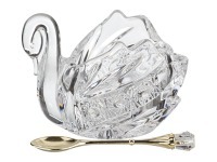 Икорница "лебедь muza crystal" 11*7 см. высота=8,5 см. с ложкой Lefard (195-112)