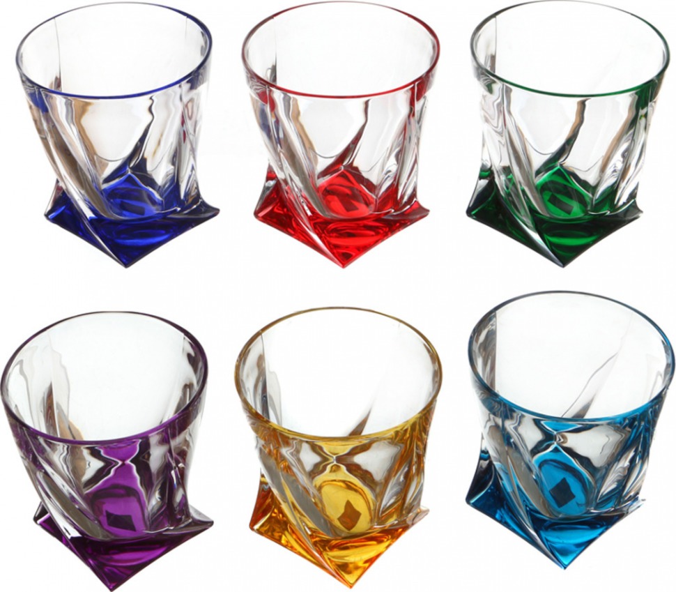 Набор стаканов для виски из 6 шт."квадро декорейшн 72r93" 340 мл. высота=10 см. Crystalite Bohemia (669-026)