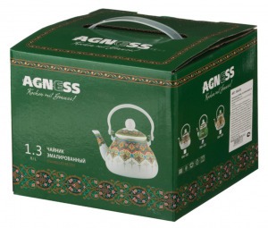 Чайник agness эмалированный со съемным фильтром из нжс,  серия сура, 1,3 л Agness (934-333)