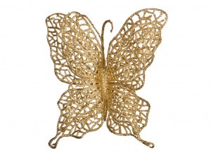 Изделие декоративное "бабочка" на клипсе.  длина=14см. золото Lefard (241-2440)