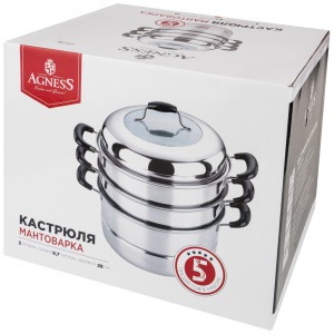 Кастрюля-мантоварка agness 3 уровня диаметр=28 см. 8,7 л. индукционное дно Agness (933-002)