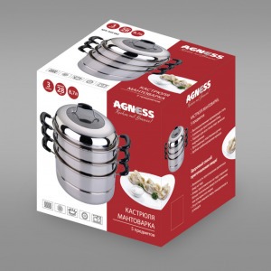 Кастрюля-мантоварка agness 3 уровня диаметр=28 см. 8,7 л. индукционное дно Agness (933-002)