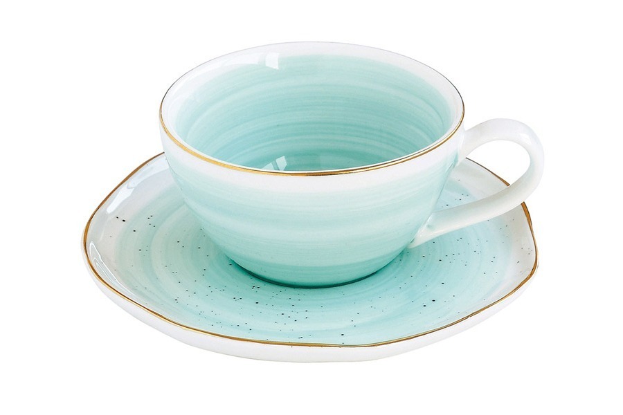 Чашка для кофе с блюдцем Artesanal (зел-голубая) без инд.упаковки - EL-1588_ARTG Easy Life (R2S)