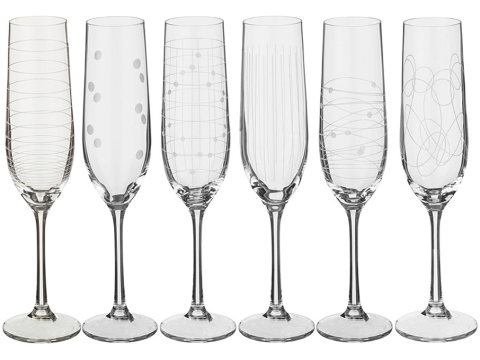 Набор бокалов для шампанского из 6 шт." виола микс /elements" 190 мл. высота=24 см. Bohemia Crystal (674-519)