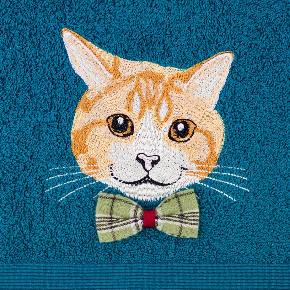 Полотенце "котик",50*90. махра,изумрудный,100% хлопок 400гр\м SANTALINO (850-330-62)