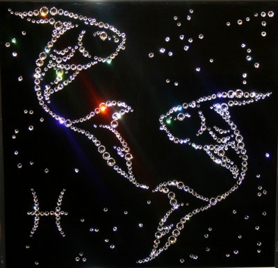 Картина Рыбы 25х25 см с кристаллами Swarovski (1123)
