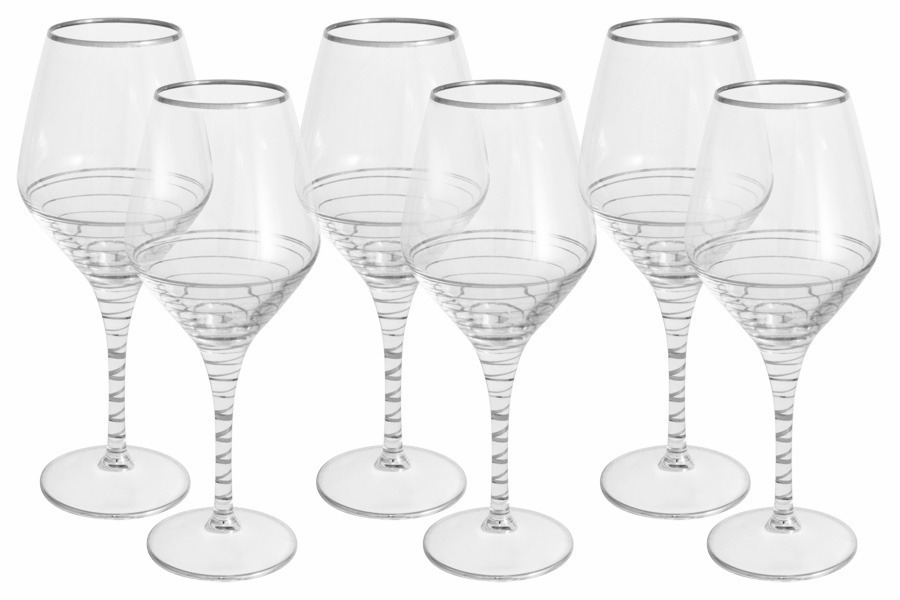 Набор: 6 бокалов для вина Спираль (серебро) - SM3105_870-P Same