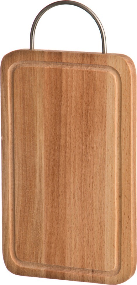 Доска разделочная деревянная с мет.ручкой и желобом 26*16*2 см.бук Agness (430-119)