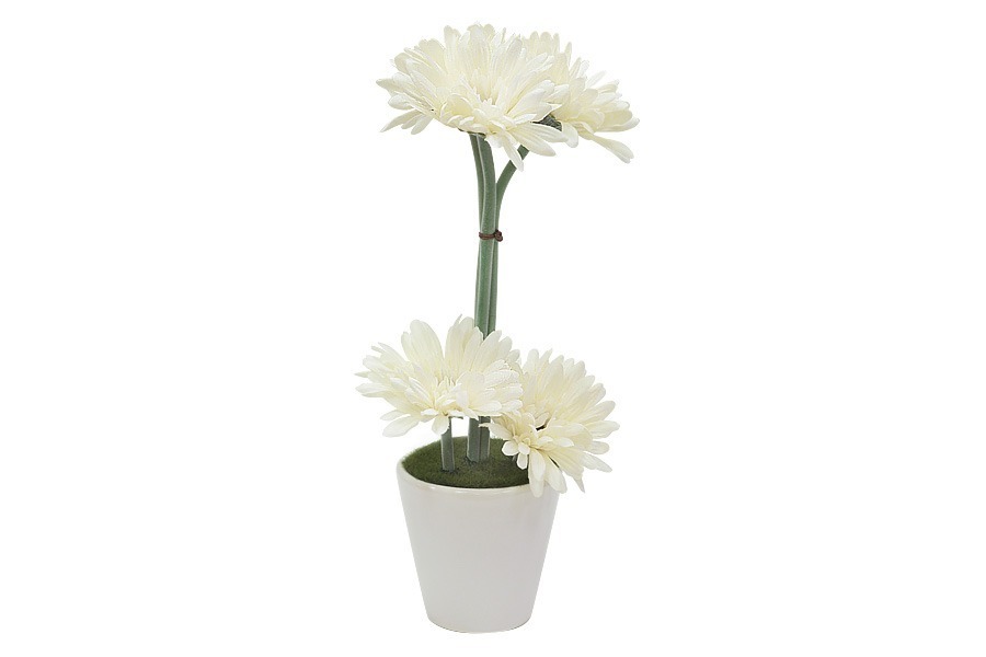 Декор.цветы Герберы белые в керам.вазе - DG-F6744 Dream Garden