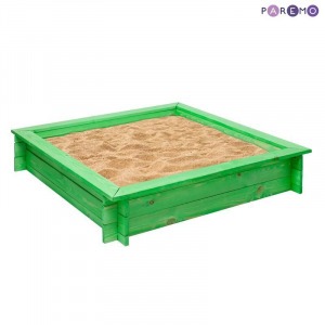 Деревянная песочница "Клио" (4 лавки, пропитка, подложка), цв. Зеленый (PS117-01)