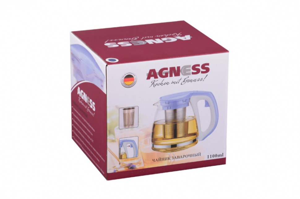 Чайник заварочный agness с фильтром 1100 мл. Agness (884-006)