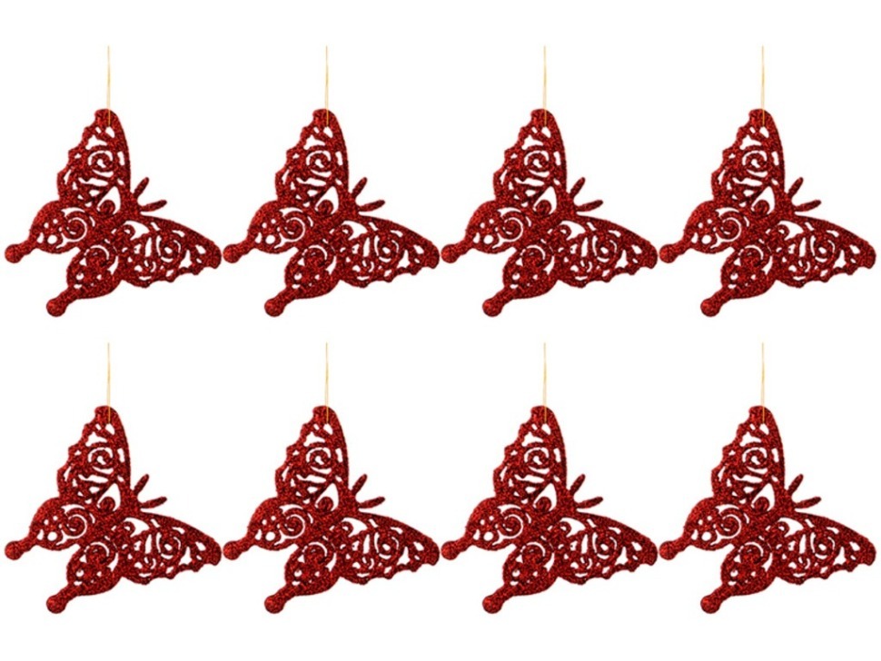 Декоративное изделие:набор бабочек из 8 шт. цвет: красный высота=9 см Lefard (858-072)