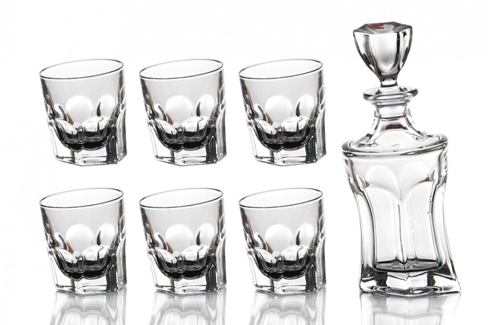 Набор для виски "акапулько" 7 пр.: штоф+6 стаканов 840/350 мл. высота=28/10 см. Crystalite Bohemia (669-025) 