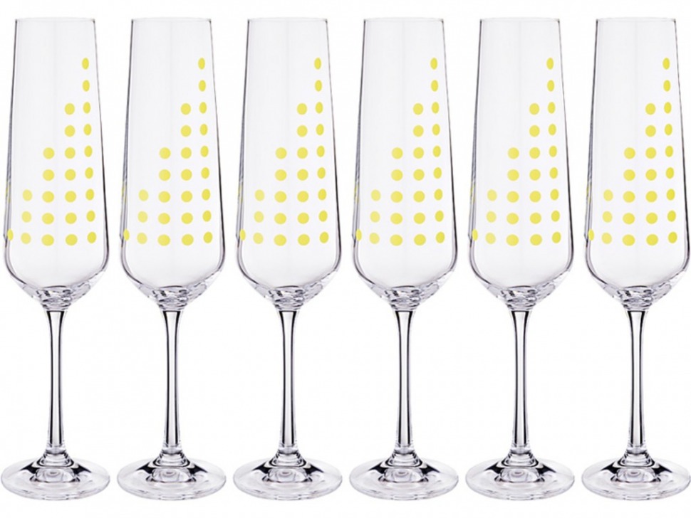 Набор бокалов для шампанского из 6 шт. "sandra" 200 мл. высота=25 см Bohemia Crystal (674-648)