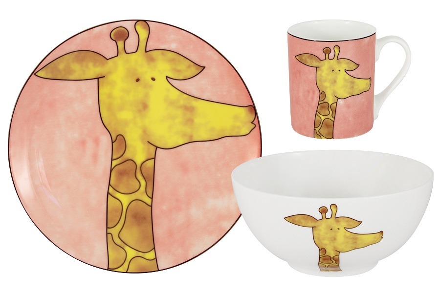 Набор из 3-х предметов Жираф: кружка, тарелка, миска - AL-B17Q38-E6 Anna Lafarg Emily