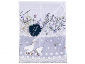 Скатерть круглая "гуси легард" диаметр=180 см., серый, 100% хлопок, твил, с пропиткой Lefard (850-710-22)