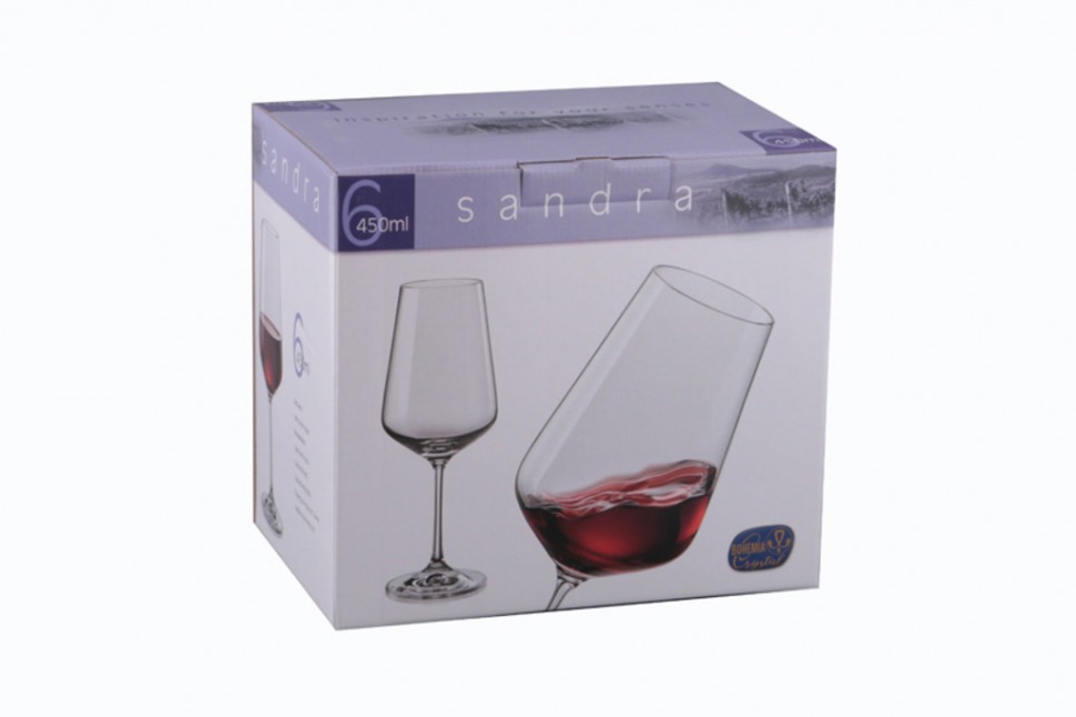 Набор бокалов для вина из 6 шт."сандра" 450 мл. высота=23,5 см. Crystalex Cz (D-674-170) 