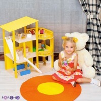 Деревянный кукольный домик "Солнечная Ривьера", с мебелью 21 предмет в наборе, для кукол 15 см (PD216-01)