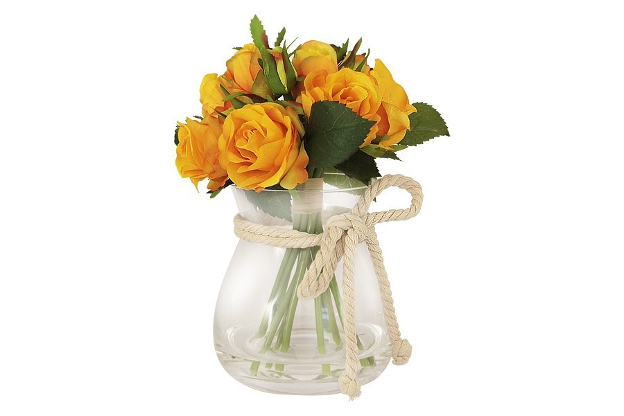 Декоративные цветы Розы жёлтые в стекл вазе - DG-JA6030-N Dream Garden