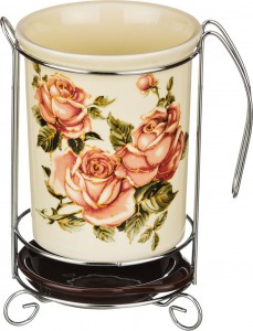 Подставка под кухонные приборы "корейская роза" 10,5*10,5*16 см Agness (358-756)