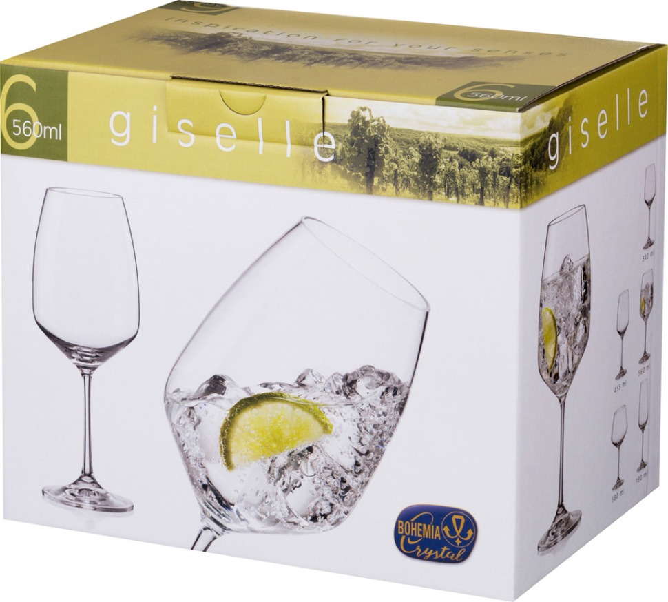 Набор бокалов для вина из 6 шт. "giselle" 560 мл высота=23 см Bohemia Crystal (674-632)
