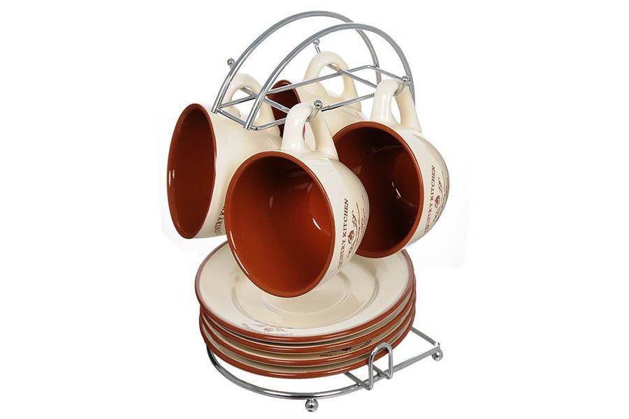 Чайный набор на металлической подставке Кухня в стиле Кантри - TLY314-CK-AL Terracotta