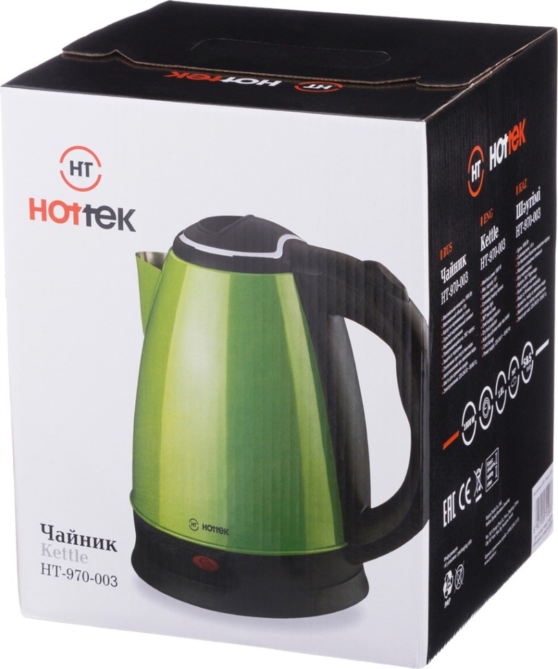 Чайник электрический из нерж.стали hottek ht-970-003 1,8л, 1800 вт зеленый (кор=12шт.) HOTTEK (970-003)