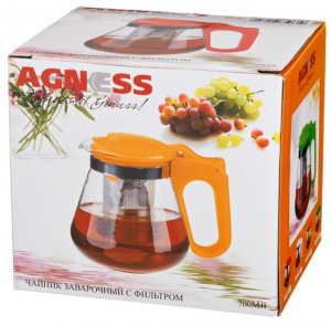 Заварочный чайник agness с фильтром из нжс 700 мл. Agness (D-885-061)