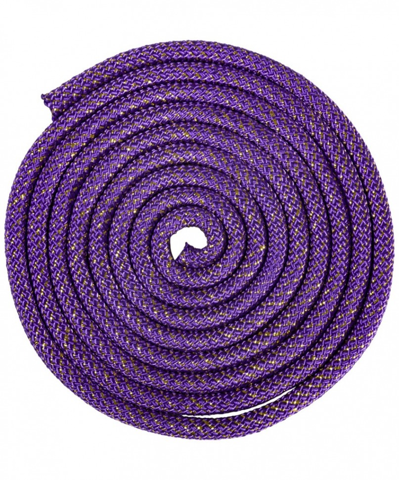 Скакалка для художественной гимнастики RGJ-304, 3м, фиолетовый/золотой, с люрексом (430404)
