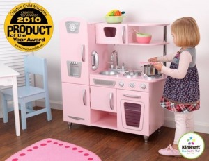 Кухня детская из дерева "Винтаж", цвет Розовый (Pink Vintage Kitchen) (53179_KE)