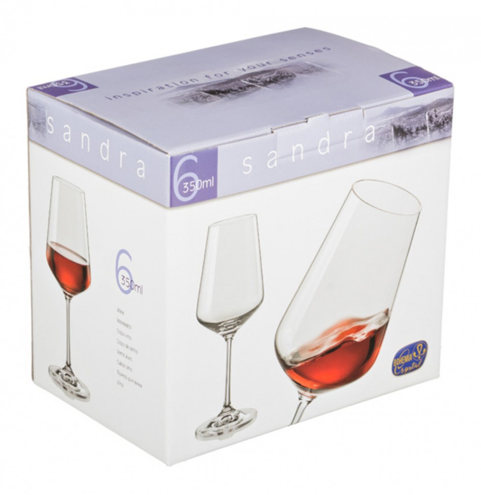 Набор бокалов для вина из 6 шт. "сандра микс" 350 мл..высота=23 см. Crystalex Cz (674-456) 