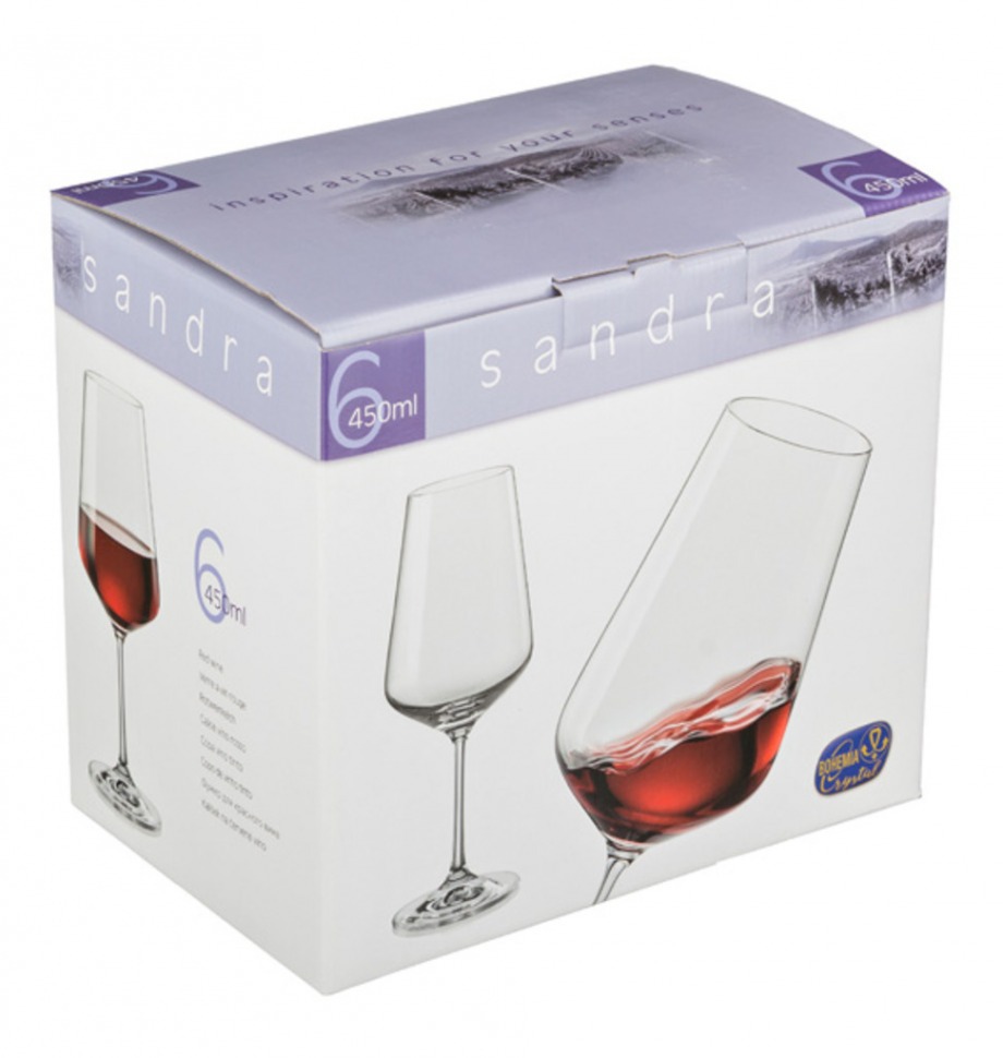 Набор бокалов для вина из 6 шт. "сандра микс" 450 мл..высота=24 см. Crystalex Cz (674-457) 