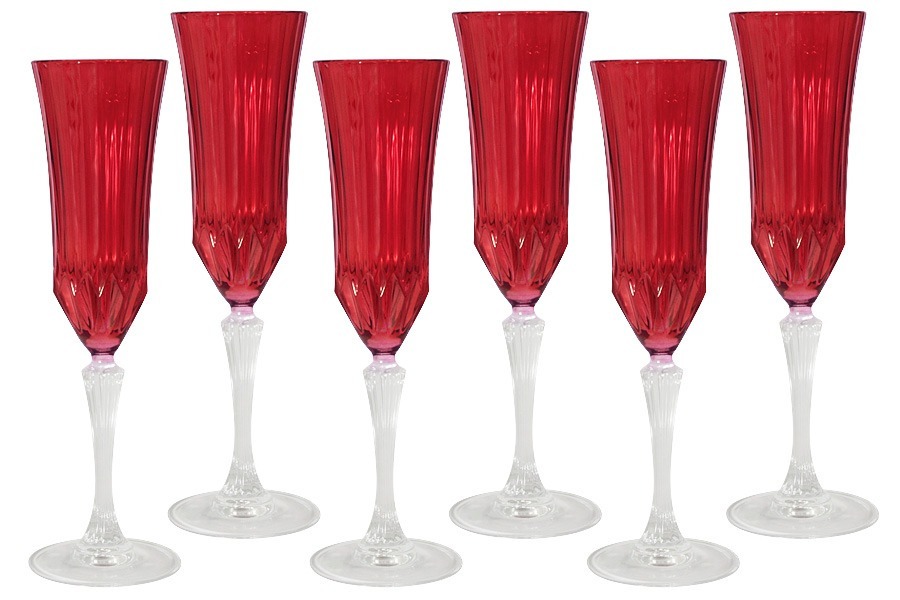 Набор: 6 бокалов для шампанского Адажио - красная - SM2207L-R Same