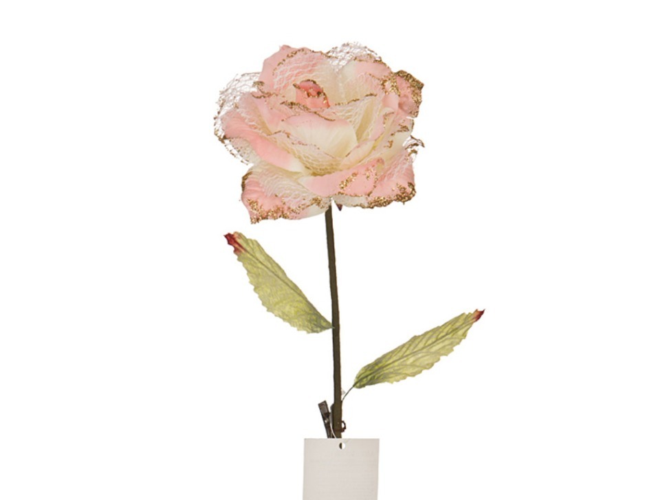 Цветок искусственный "роза" диаметр=13см на клипсе (кор=480шт.) Huajing Plastic (241-1811)