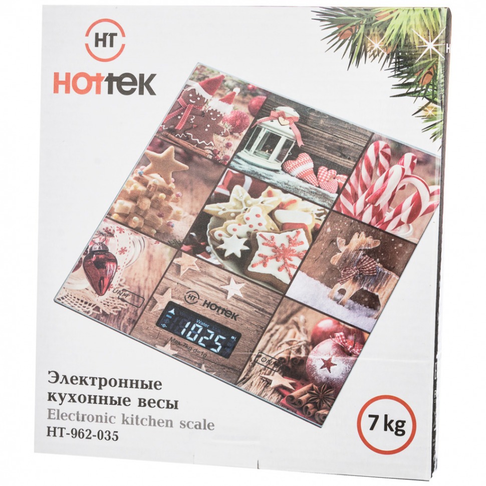 Весы кухонные "новый год" hottek ht-962-035 18*20см, макс.вес 7кг HOTTEK (962-035)