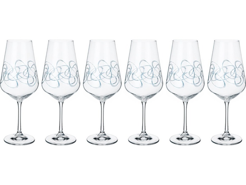 Набор бокалов для вина из 6 шт. "sandra" 550 мл. высота=26 см. (кор=1набор.) Bohemia Crystal (674-605)