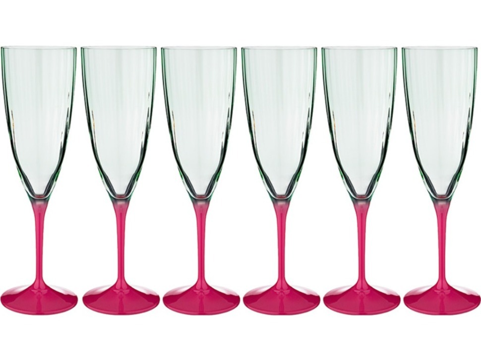 Набор бокалов для шампанского из 6 шт. '"kate optic" 220 мл. высота=23 см Bohemia Crystal (674-670)