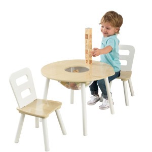 Стол + 2 стула "Сокровищница", бежевый (Round Storage Table & Chair Set) (27027_KE)