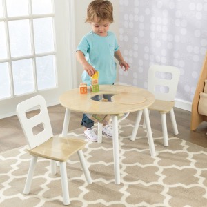 Стол + 2 стула "Сокровищница", бежевый (Round Storage Table & Chair Set) (27027_KE)