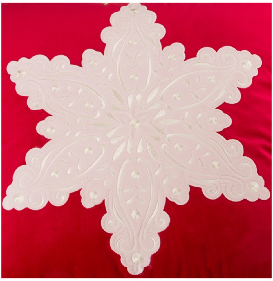 Декоративная подушка 46*46 см, "снежинка" п/э 100%, брусничный SANTALINO (850-817-09)