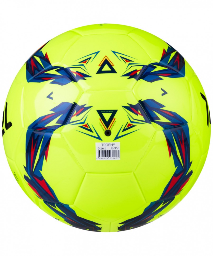 Мяч футбольный Trophy JS-950, №5, неоново-желтый/красный/голубой/черный (594496)