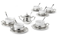 Чайный набор Stradivari (серебро), 6 персон, 26 предметов - GA2207500AL Гамма