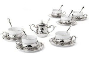 Чайный набор Stradivari (серебро), 6 персон, 26 предметов - GA2207500AL Гамма
