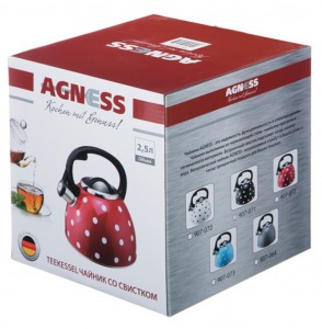 Чайник agness со свистком 2,5 л, индукцион. дно Agness (907-064)