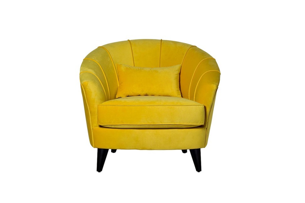 Кресло велюр желтый, ножки черные мат. 93х84х78 - TT-00000939