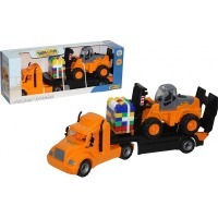 "Майк", автомобиль-трейлер + автокар + конструктор "Супер-Микс" - 30 элем. на поддоне (в коробке) (55699_PLS)