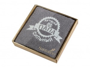 Полотенце "сильный папа" 40*70 см. 380 г/м2, м/х, х/б 100% серый SANTALINO (850-114-01)