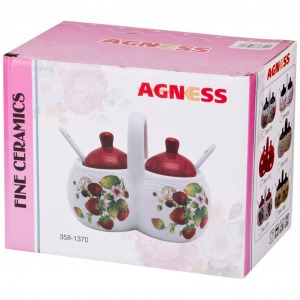 Банка 2 секции agness "лавандовая весна" 17*10*13 см  / 2х320 мл Agness (358-1336)